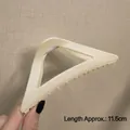 Large cream triangle hair claw clip with strong metal spring for thick hair, 11.5cm length - Matte Triangle White-11.5cm