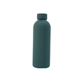 Matte dark green stainless steel insulated sports water bottle with matching cap - Dark Green