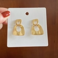Matte gold geometric heart earrings with a brushed metallic texture and a two-tier drop design - Gold Irregular Splicing