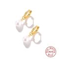 Elegant S925 sterling silver hoop earrings with gold plating and teardrop pearl charms - Waterdrop Pearl Hoop / Gold
