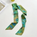 Dunne zijden sjaal met groen-blauw abstract olieverfpatroon voor haar en handtassen - Landschapsschilderij