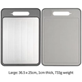 Double-sided defrosting cutting board with stainless steel and non-slip plastic 36.5x25cm - Large / Gray