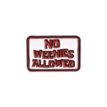 Rechteckige Emaille-Anstecknadel mit No Weenies Allowed Text in Rot und Weiß - Rot Und Weiß Lustiger Text (qhxz1059)