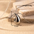 Polished silver stainless steel water drop pendant necklace with hammered texture - NK-183 Silver Small Smooth Necklace