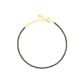 S925 sterling silver tennis bracelet with blue cubic zirconia and adjustable chain - 925 Silver / 18k Gold [Blue]