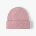 Winter minimalist thick wool knit beanie hat for women in soft light pink finish - Adjustable / New Peach Pink