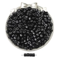 Polished black cylindrical acrylic spacer beads for DIY jewelry and bracelet making - Black
