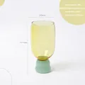 Creative two-tone borosilicate glass cup with light yellow body and green wavy base - 350ml / Yellow & Green Contrast