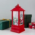 Red Christmas lantern with Santa Claus pattern and warm festive LED table decoration - Large Red Santa