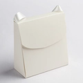 Elegante elfenbeinweiße Schmuckschachtel mit Seidenbandgriff und minimalistischem Design - Faltbare Handtasche / 7*7*2cm / Weiß