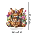 DIY Osterhase Acryl Diamantgemälde Tischdeko mit Blumendesign und Sonnenbrille Motiv - Sonnenbrille Brauner Hase (Stil 27)