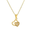 Gold plated double heart necklace with openwork and pavé cubic zirconia pendants - Gold Color Hollow Double Heart