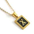 Square 18K gold plated stainless steel necklace featuring a black pendant with gold letter X - Letter X (Includes Chain)