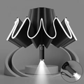Paraguas plegable negro automático con borde LED reflectante y mango con linterna LED - Tipo LED inverso automático / Negro