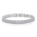 Bracciale tennis in argento 925 con zirconi rettangolari su sfondo bianco - Argento + Zircone Bianco