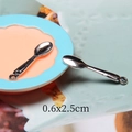 Miniature silver alloy spoons for dollhouse DIY, 0.6x2.5cm size with hanging loops - Small Spoon