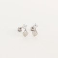 Boucles d'oreilles cœur en argent S925 avec zircons scintillants et pendentif cœur lisse - Argent 925 / Platine (Cœur)