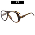 Oversized retro tortoiseshell cycling sunglasses with C9 leopard pattern frame - Demi Frame Clear Lens