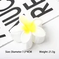 Summer vacation plumeria hair claw clip in white and yellow for beach styling - Yellow/White