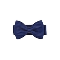 Mini navy blue ribbed fabric bow hair clip for girls in solid candy color style - Navy Blue (1)