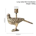 Bougeoir oiseau doré vintage avec dimensions 14,5x18,5 cm pour décoration maison - DS8610-Bougeoir Oiseau à Longue Queue