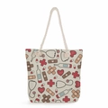 Nurse themed canvas tote bag with stethoscope medical print and thick cotton rope handles - Light Beige Medical Cartoon All-over Print Style (ms4568)