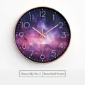 Kreative 20 cm Wanduhr mit Sternenhimmel-Zifferblatt und roségoldenem Metallrahmen - Sternenhimmel Nr. 2 / Roségoldener Rahmen
