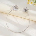 Detailed view of silver metallic open choker featuring intricate flower petal ornaments - Silver Flower Open Choker