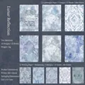 Embossed texture scrapbook paper set in vintage blue and purple floral patterns - Moon Phase Reflection