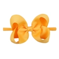Yellow ribbed fabric bow headband for babies with elastic nylon band for comfortable fit - Yellow