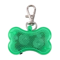 Green bone shaped LED pet safety light with metal clip and translucent mesh shell - OPP Bag / Green