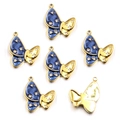 Golden butterfly charms with blue enamel and crystal inlay for DIY jewelry making - No.3 Butterfly / 20x24mm / Blue