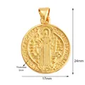 Religious Saint Benedict medal pendant in 18k gold plated copper with intricate details - M291126-Round St. Benedict Relief