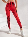Rood-zwarte tie-dye yoga legging met hoge taille van vochtafvoerende sportstof - S / Rood