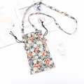 Petit sac à bandoulière pour téléphone à motif floral avec cordon et perles en bois - Gris Fleuri Perlé