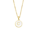 18k gold plated stainless steel necklace with white shell pendant and letter C detail - Letter C