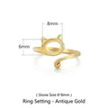Montatura per anello a gatto in argento 925 oro opaco per pietre DIY 6x8mm - Oro Antico (Pietra 6*8mm)