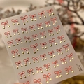 Red bow nail art stickers with gold stars and bells, model M1362 matte gold finish - Red Bowknot Gold Star Relief Gold Stamping (M-1362)