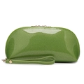 Sparkly green shell-shaped cosmetic bag with glitter finish and golden hardware - Glitter Fruit Green