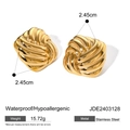 Orecchini quadrati intrecciati in acciaio inossidabile 18k, impermeabili e ipoallergenici - Orecchini a Bottone Quadrati con Trama Intrecciata Dorati (JDE2403128)