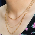 Three-layer 18K gold plated titanium steel heart pendant necklace for women fashion wear - Style 4-13 (Gold 2-Layer: Box+Heart Link)