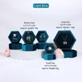 Hexagonal velvet jewelry boxes in light blue for rings, necklaces, and gift storage - Light Blue