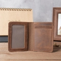 Slim crazy horse leather wallet in retro brown with ID window and card slots - 1079 Light Brown