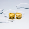 Irregular organic 18K gold-plated titanium steel stud earrings, size 2.1cm x 2.1cm - Wave Square Style 4 - Gold
