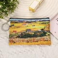 Petit porte-monnaie artistique imprimé Van Gogh La Moisson avec porte-clés métallique - La Moisson