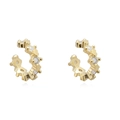Goldenes Ohrmanschetten-Set mit Herz und runden Zirkonia-Steinen auf weißem Hintergrund - 24K / Gold Herz Weißer Strass (JQH0290-GG-2)