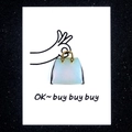 Mini light blue pearlescent handbag with gold handle on creative OK gesture card - Bag + Card / Opal (Synthetic)