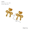 18k gold plated stainless steel bow stud earrings with a 3D minimalist design - 3D Bow Tie Style (S-E279)