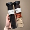 Elastic hair ties in black and brown sets stored in two clear cylindrical jars - Black + Autumn Colors (200 Pcs/Can)