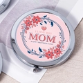 Chrome portable pocket mirror with pink floral design and Happy Mother's Day text - Red Blue Floral Mother's Day
